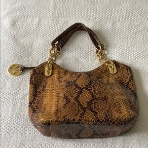 Michael Kors Tan Snake Print Shoulder Bag